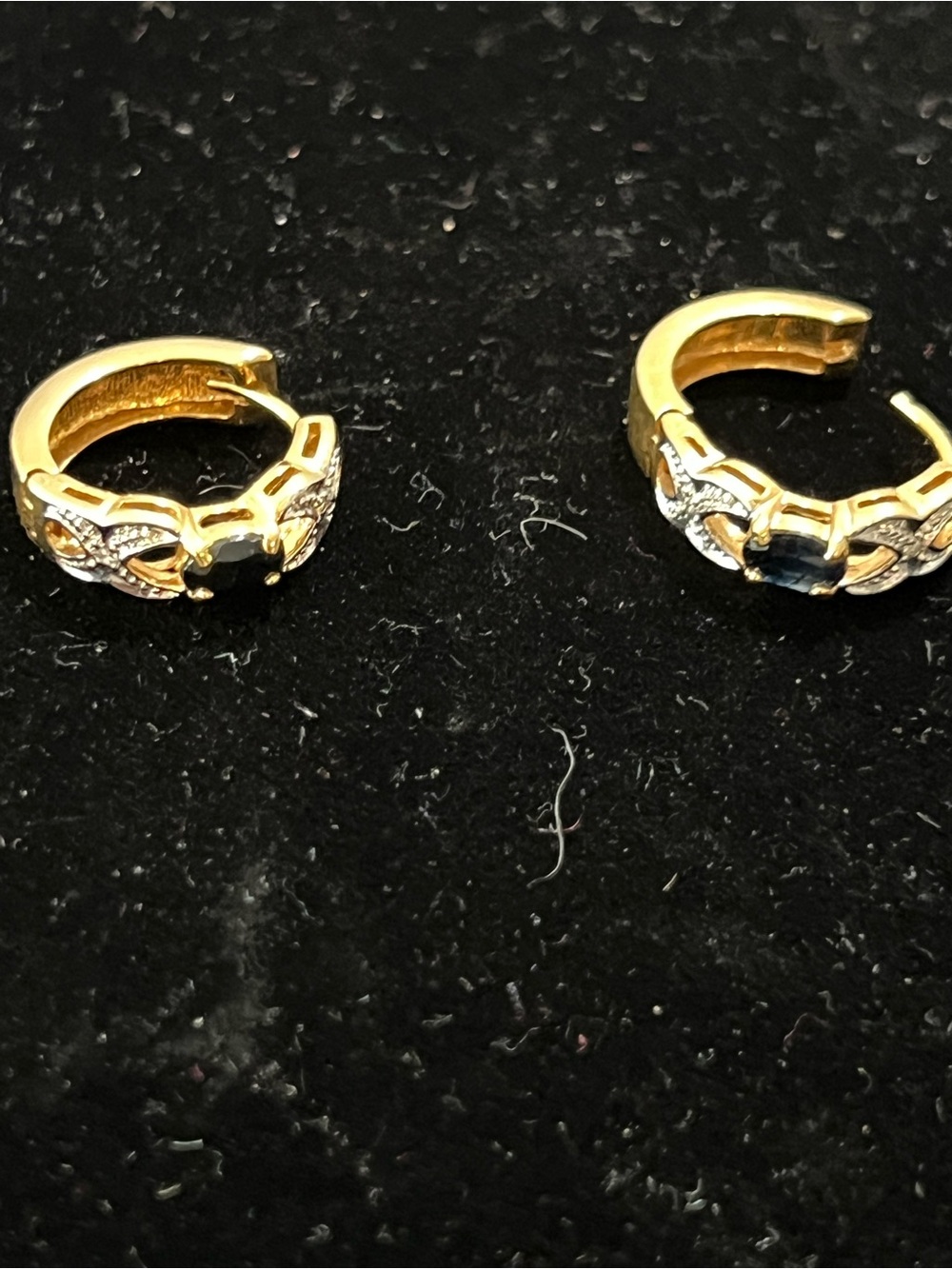 Natural Midnight Sapphire Half Hoop Earrings